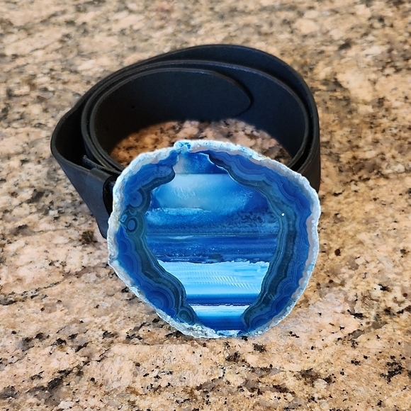 Blue Agate Belt with Black Strap - Picture 1 of 3